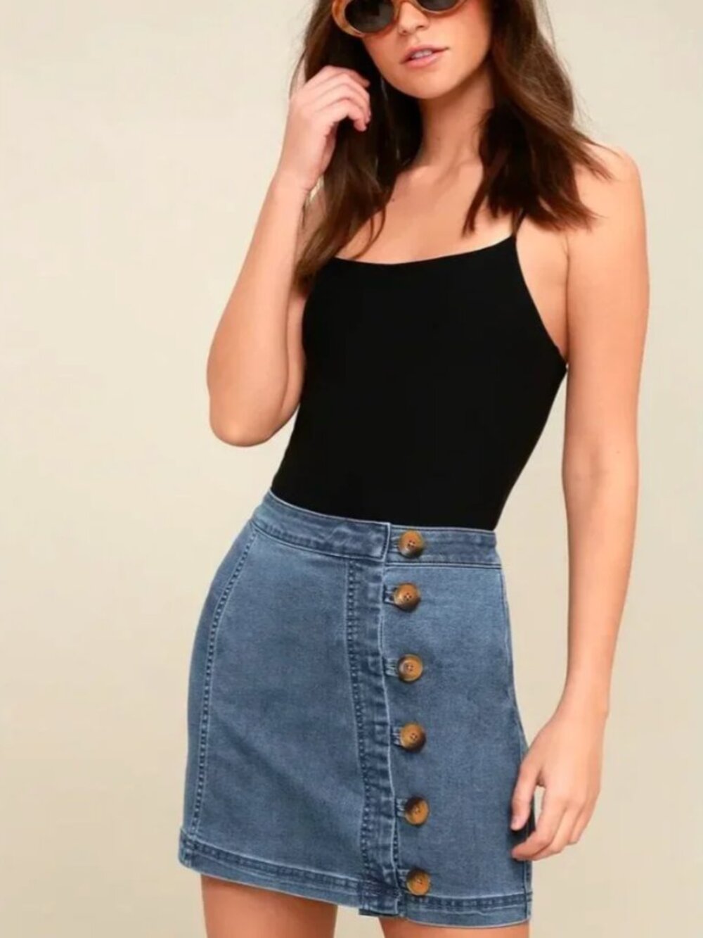 Free People Little Daisy Side Button Denim Mini Skirt Size 0